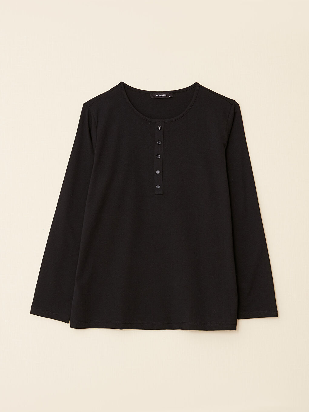 تيشيرت كم طويل سادة بياقة دائرية للسيدات-5