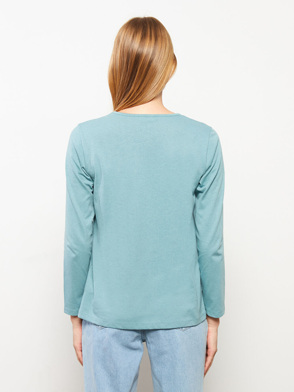 Crew Neck Plain Long Sleeve Women's T-Shirt-4
