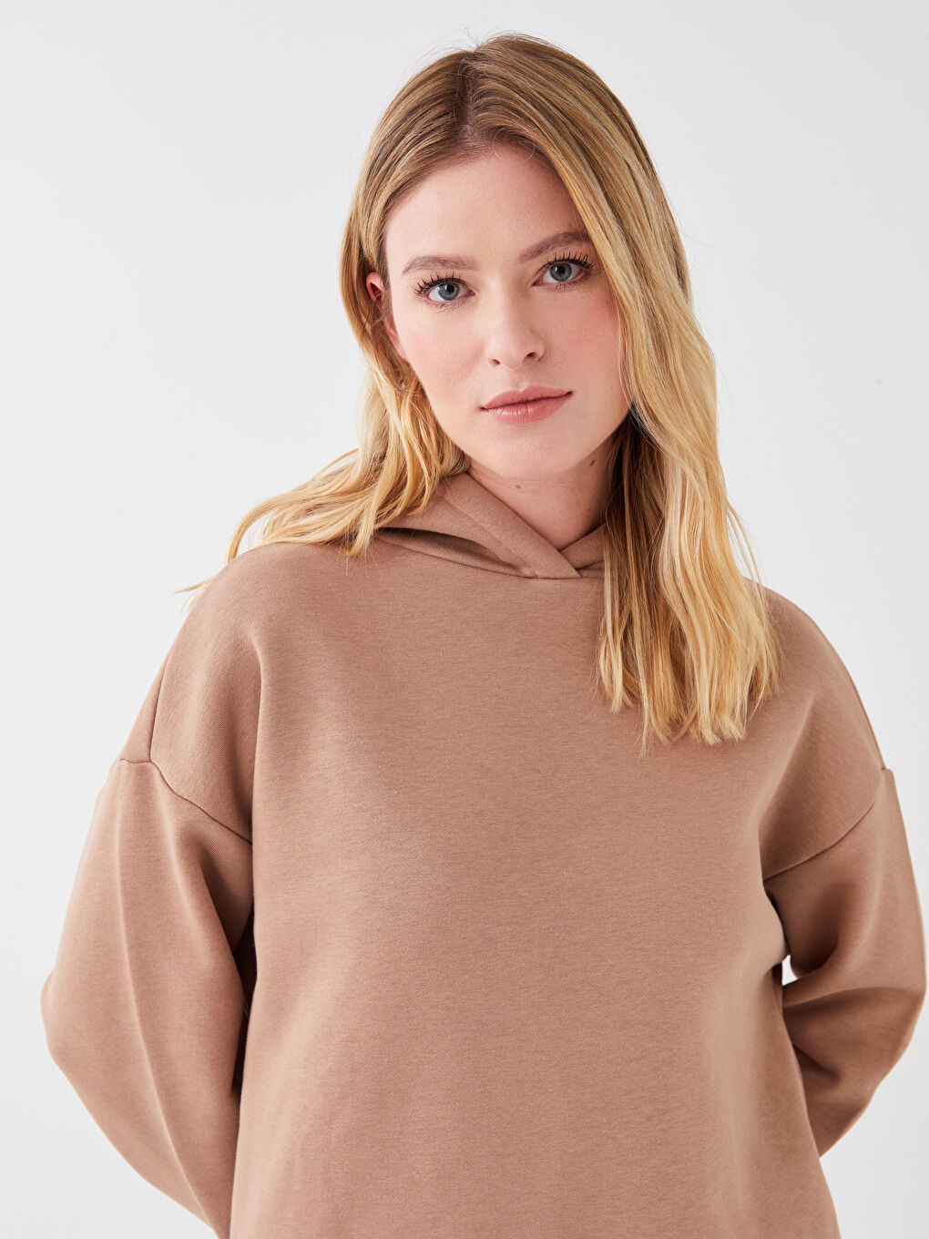 LCW DREAM Hooded Plain Long Sleeve Women's Sweatshirt Pajama Top -W2H758Z8-GEJ
