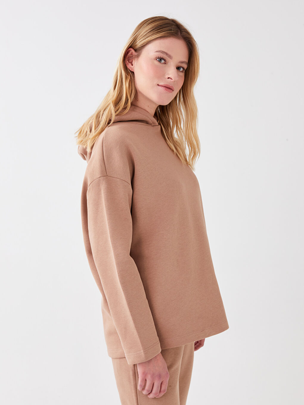 LCW DREAM Hooded Plain Long Sleeve Women's Sweatshirt Pajama Top -W2H758Z8-GEJ