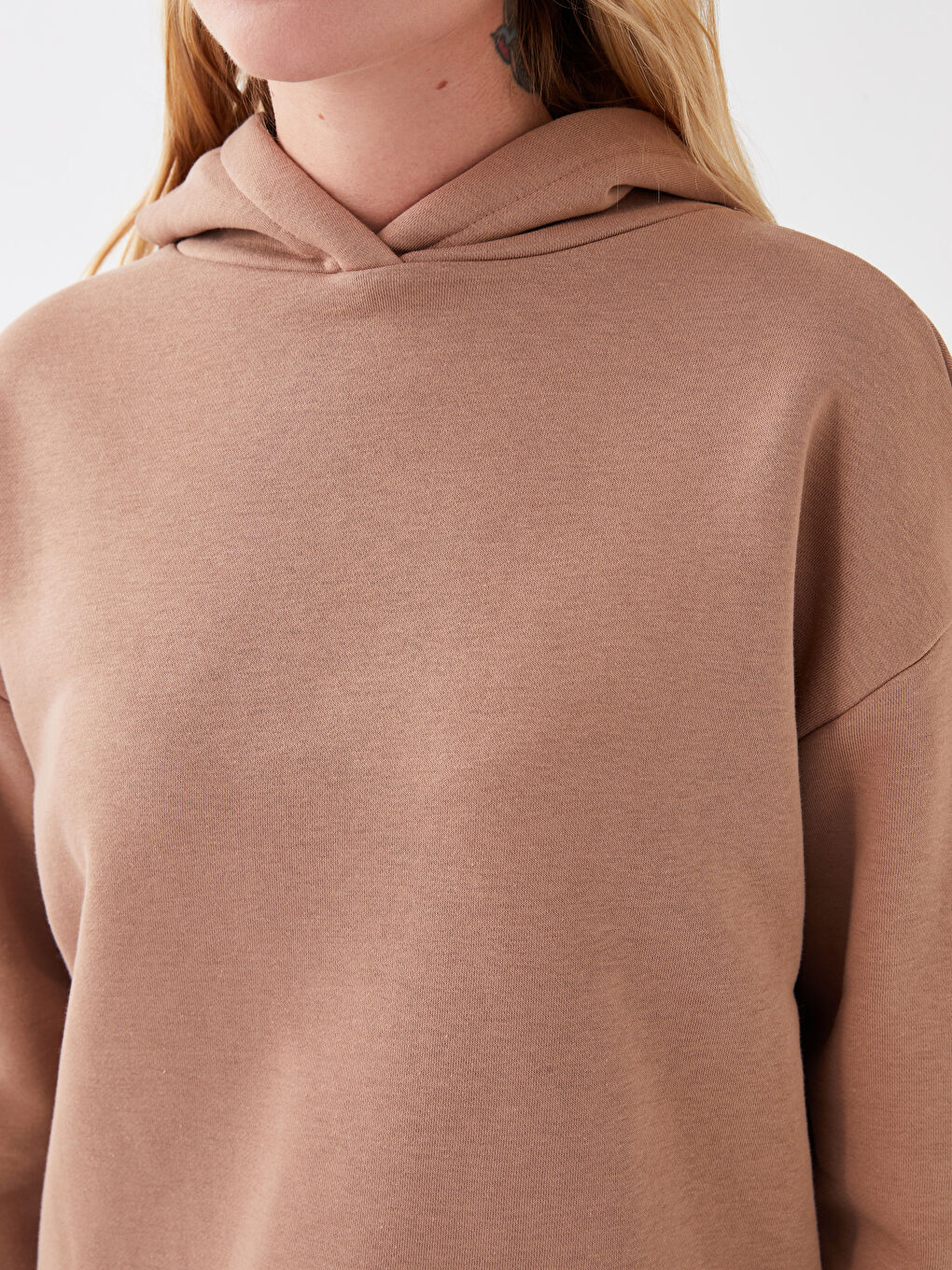LCW DREAM Hooded Plain Long Sleeve Women's Sweatshirt Pajama Top -W2H758Z8-GEJ