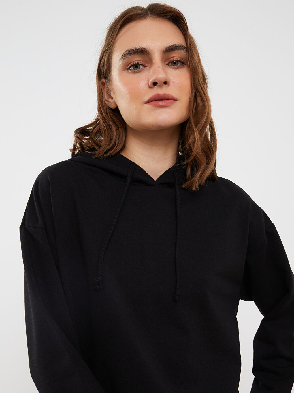 LCW ECO Kapüşonlu Düz Uzun Kollu Kadın Pijama Üst -W2H790Z8-CVL