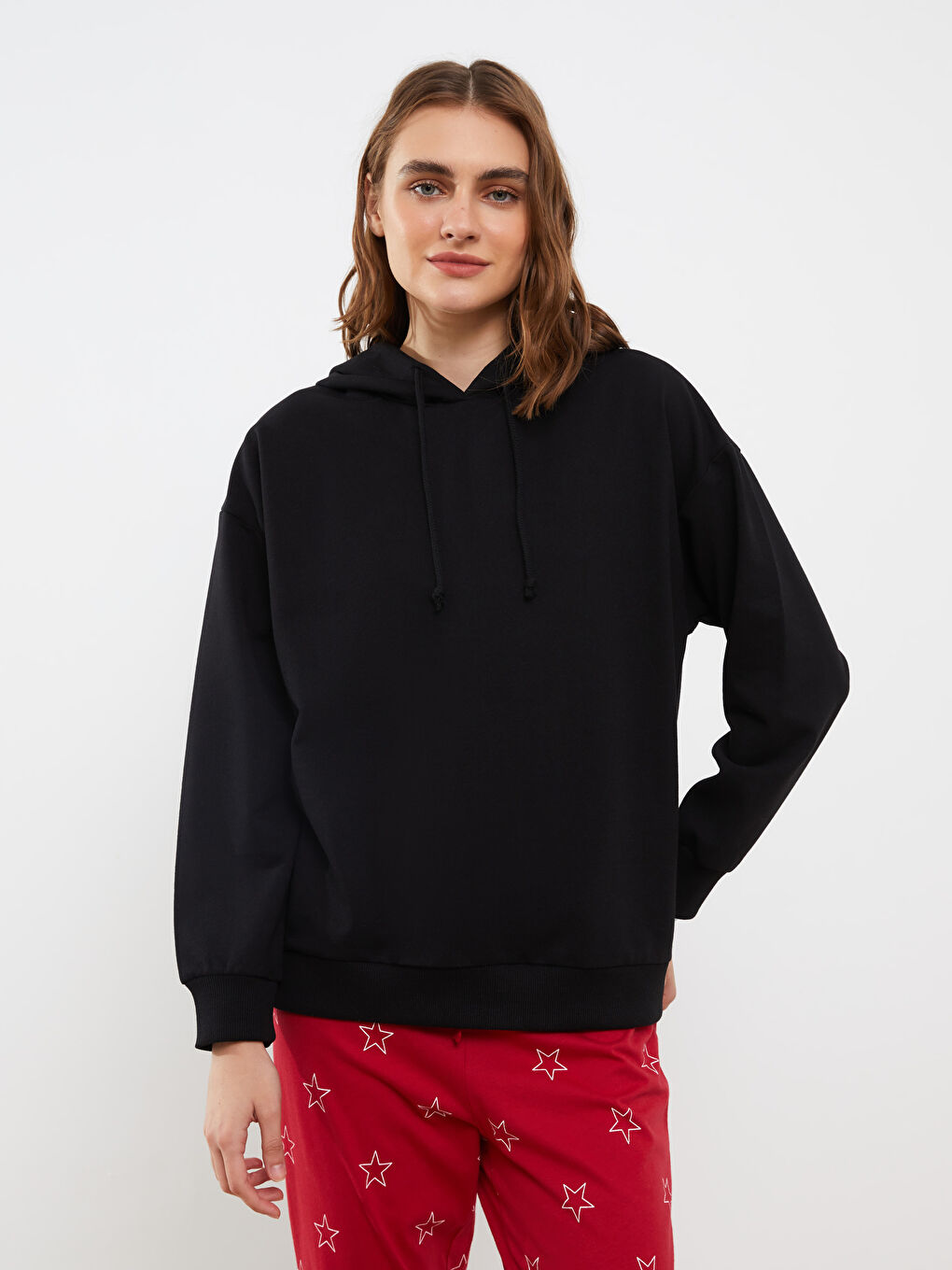 LCW ECO Kapüşonlu Düz Uzun Kollu Kadın Pijama Üst -W2H790Z8-CVL