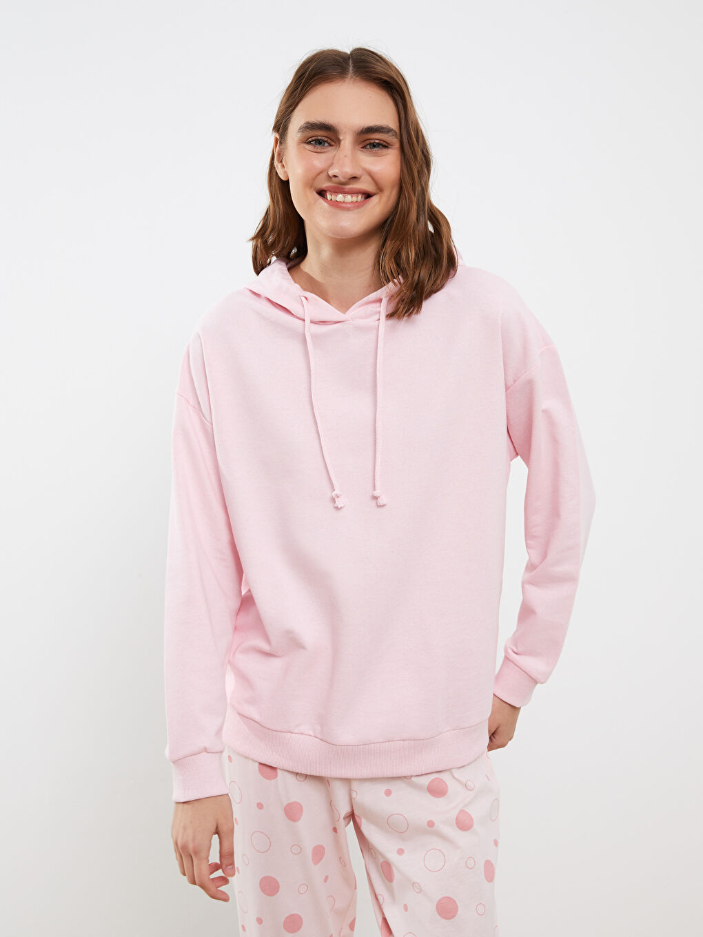 LCW ECO Kapüşonlu Düz Uzun Kollu Kadın Pijama Üst -W2H790Z8-JZ2