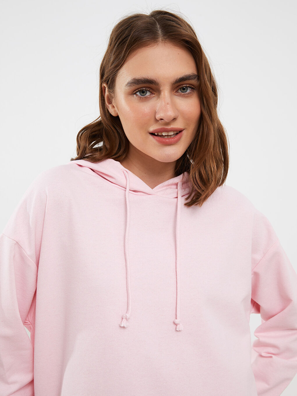 LCW ECO Kapüşonlu Düz Uzun Kollu Kadın Pijama Üst -W2H790Z8-JZ2