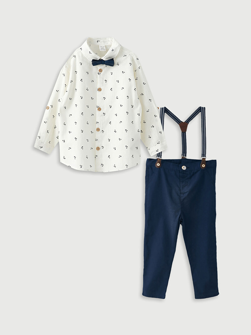 Beyaz Uzun Kollu Baskılı Erkek Bebek 3'lü Takım