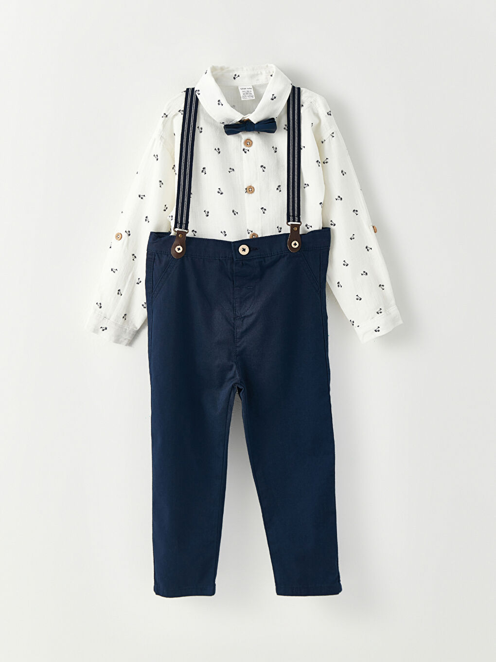 Beyaz Uzun Kollu Baskılı Erkek Bebek 3'lü Takım-1