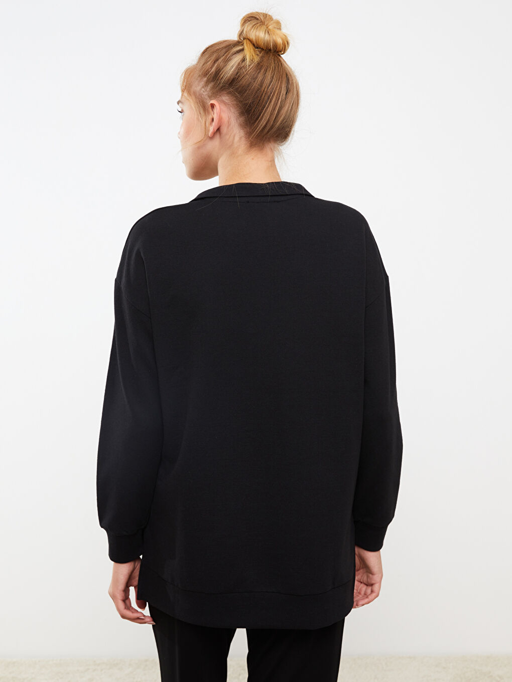 Turtle Neck Regular Long Sleeve Women's Pajama Top-4