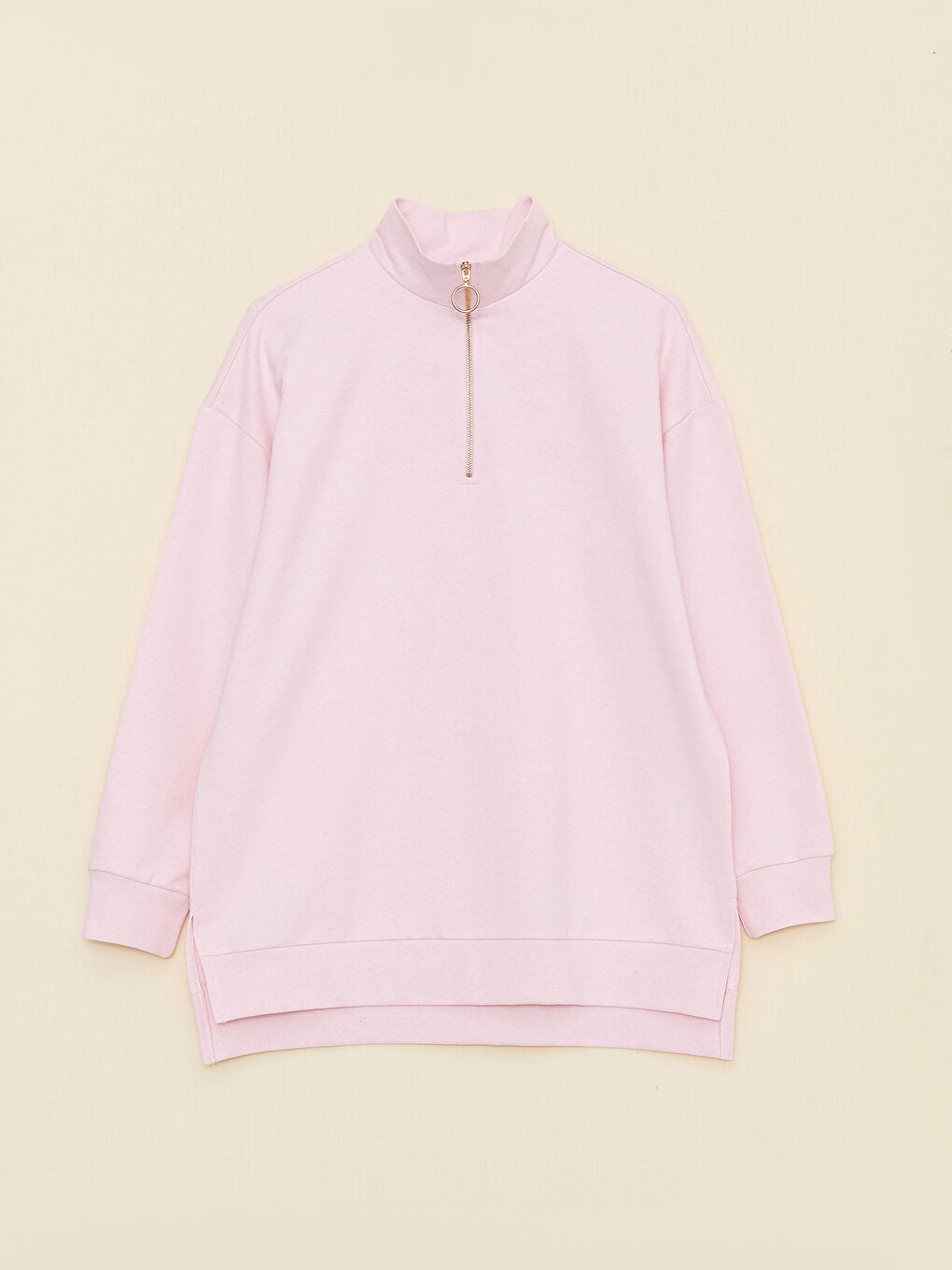 قميص بيجامة ياقة قمع كم طويل عادي للسيدات-6