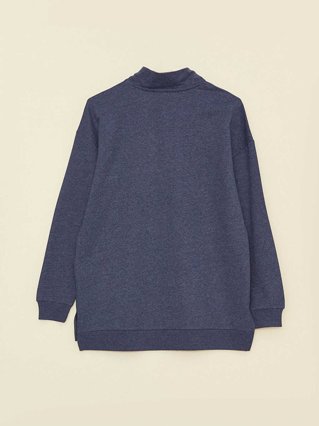 İndigo Dik Yaka Düz Uzun Kollu Kadın Pijama Üst-6