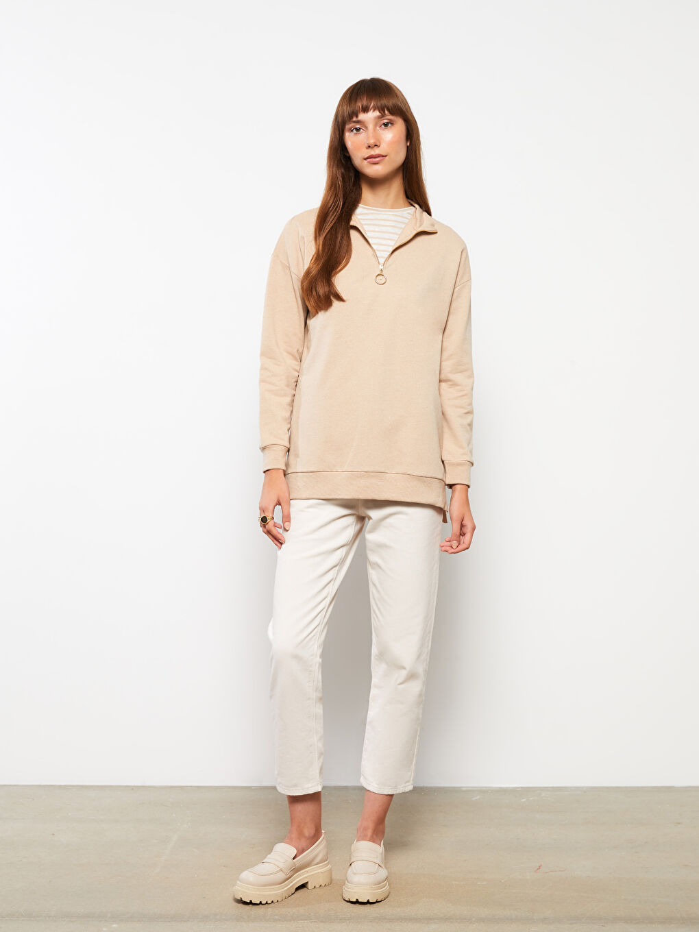 Turtle Neck Regular Long Sleeve Women's Pajama Top-3