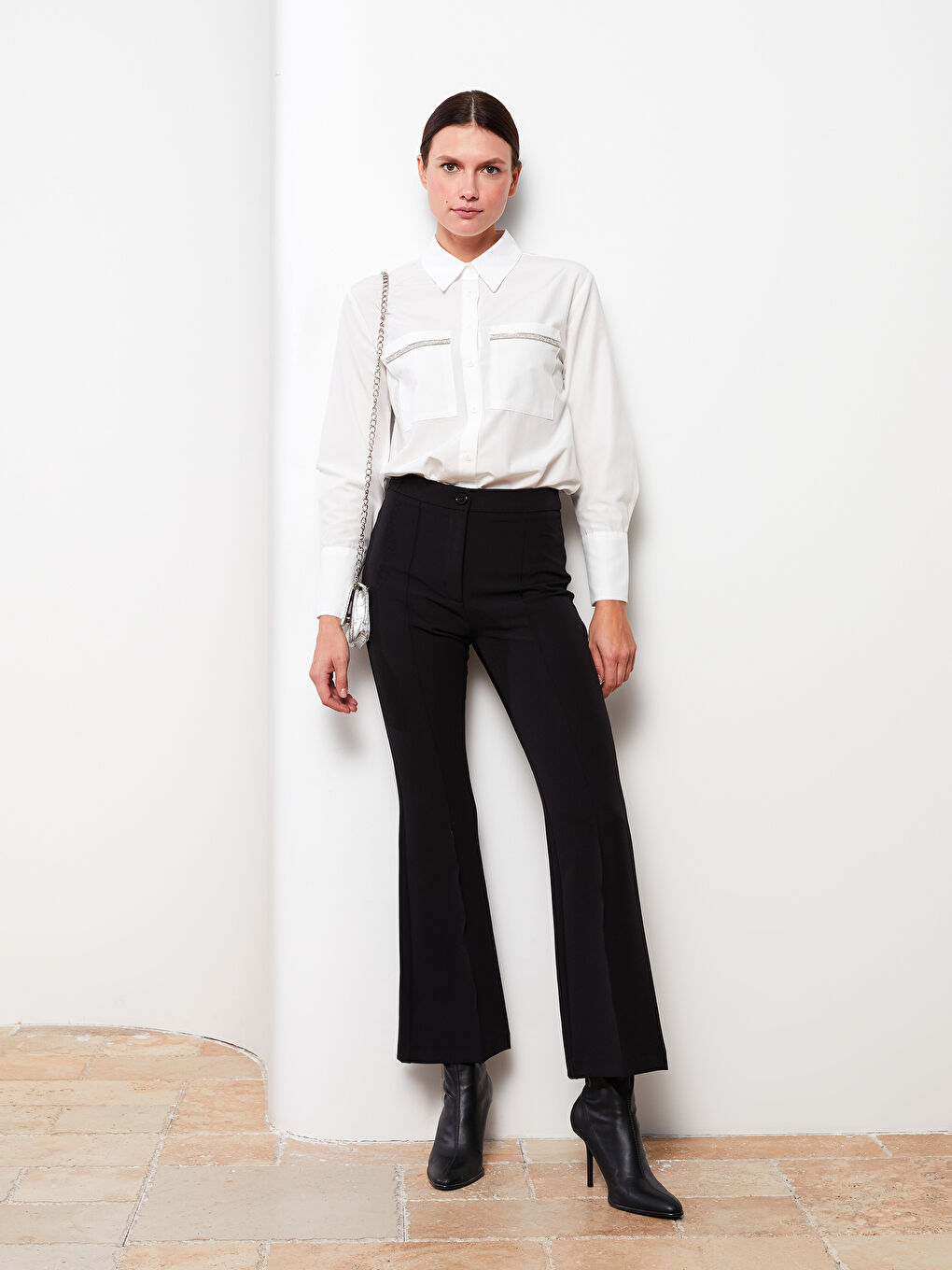 Siyah Kadın Dar Fit Düz Pantolon