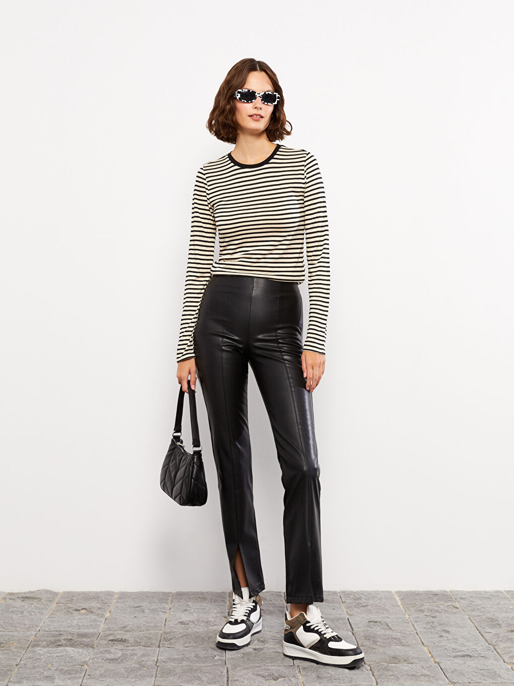 Crew Neck Striped Long Sleeve Women's T-Shirt-4