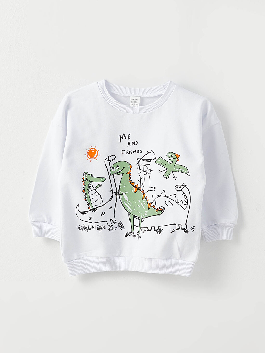 Beyaz Bisiklet Yaka Uzun Kollu Baskılı Erkek Bebek Sweatshirt ve Pantolon 2'li Takım-4