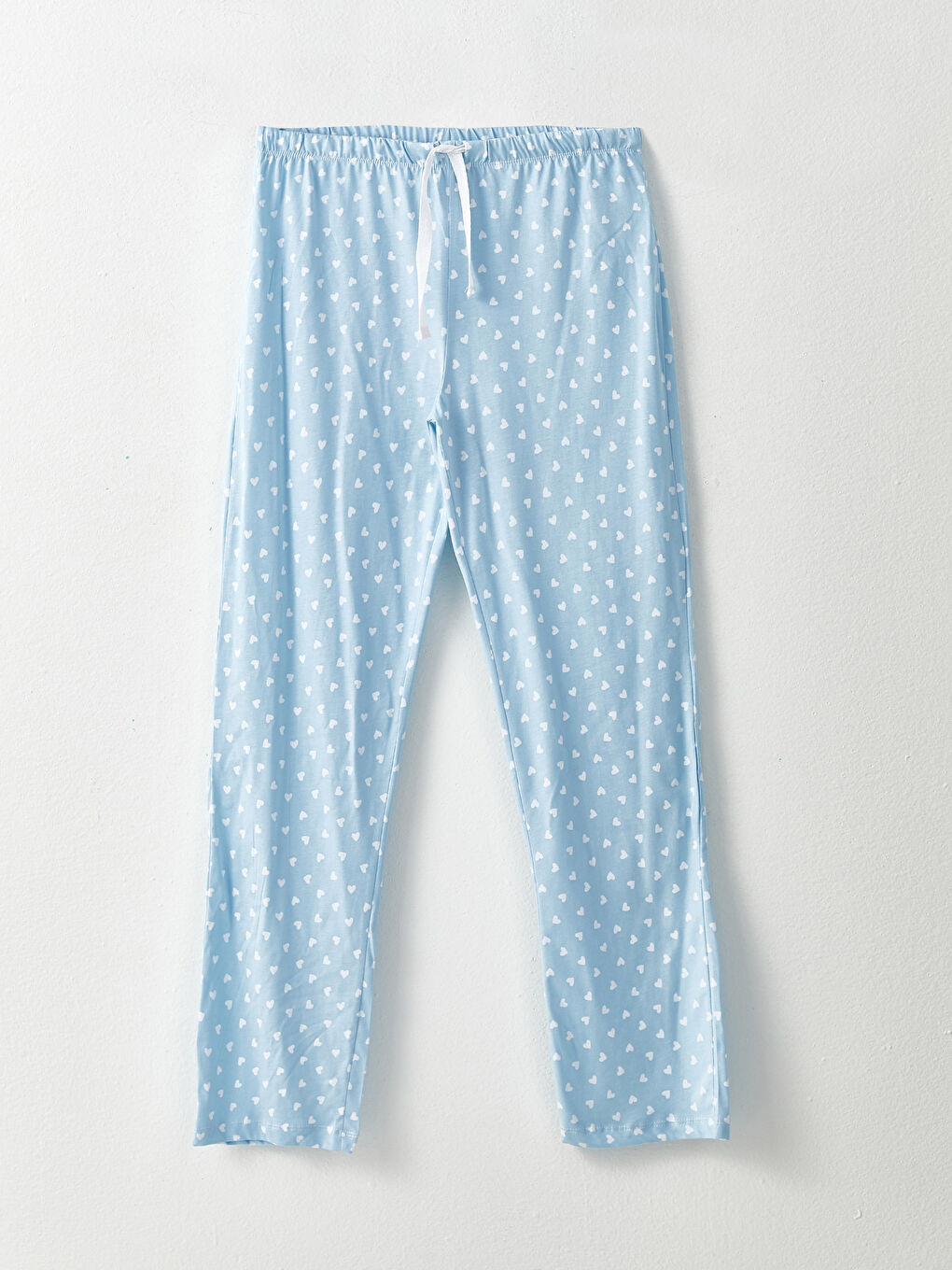 Mavi Bisiklet Yaka Desenli Uzun Kollu Pamuklu Kadın Pijama Takımı-7