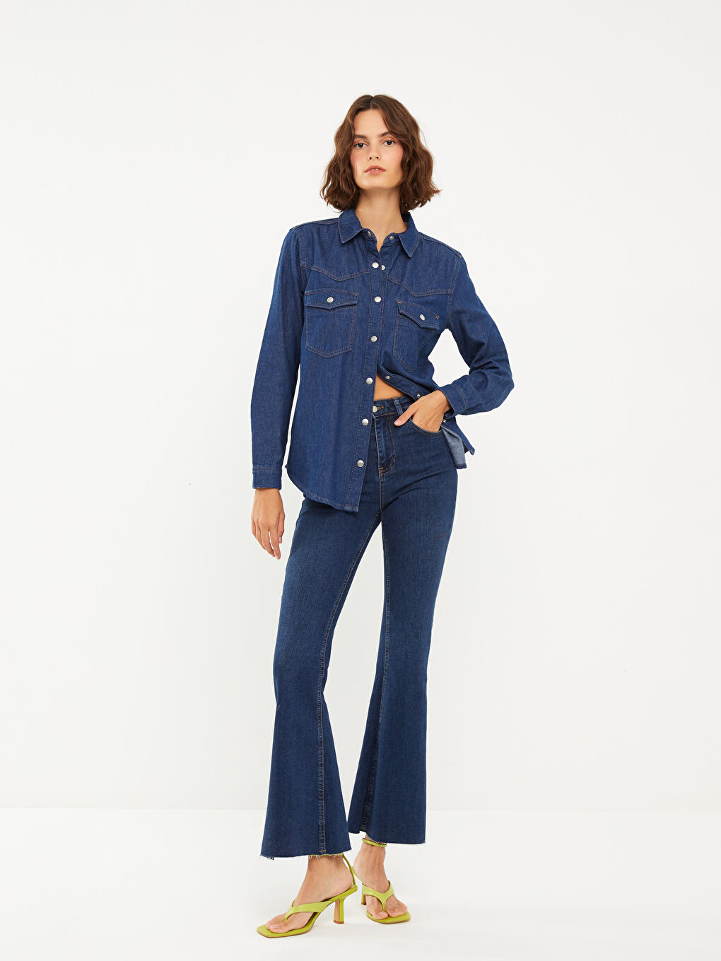 Blugi Evazați Marte cu Talie Înaltă pentru Femei