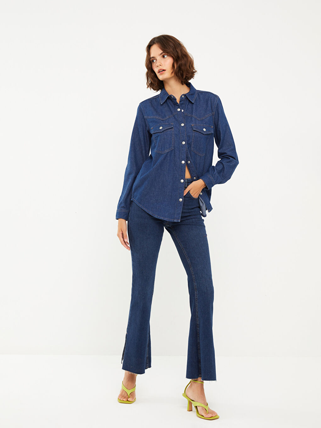 Blugi Evazați Marte cu Talie Înaltă pentru Femei-1