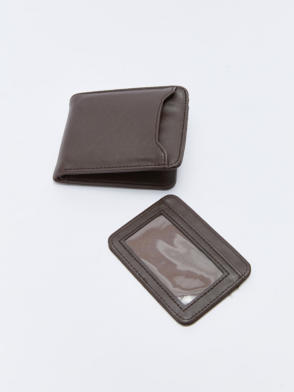 Kahverengi Deri Görünümlü Erkek Cüzdan ve Kartlık