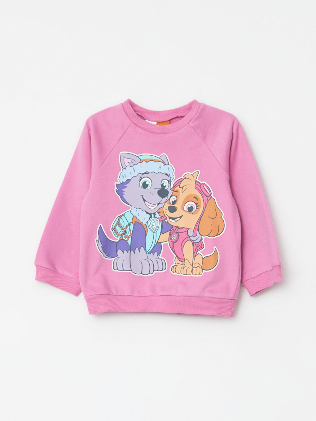 LCW baby Pembe Bisiklet Yaka Uzun Kollu Paw Patrol Baskılı Kız Bebek Sweatshirt