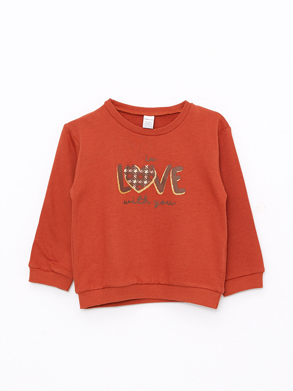 LCW baby Bej Melanj Bisiklet Yaka Uzun Kollu Baskılı Kız Bebek Sweatshirt 2'li - 2