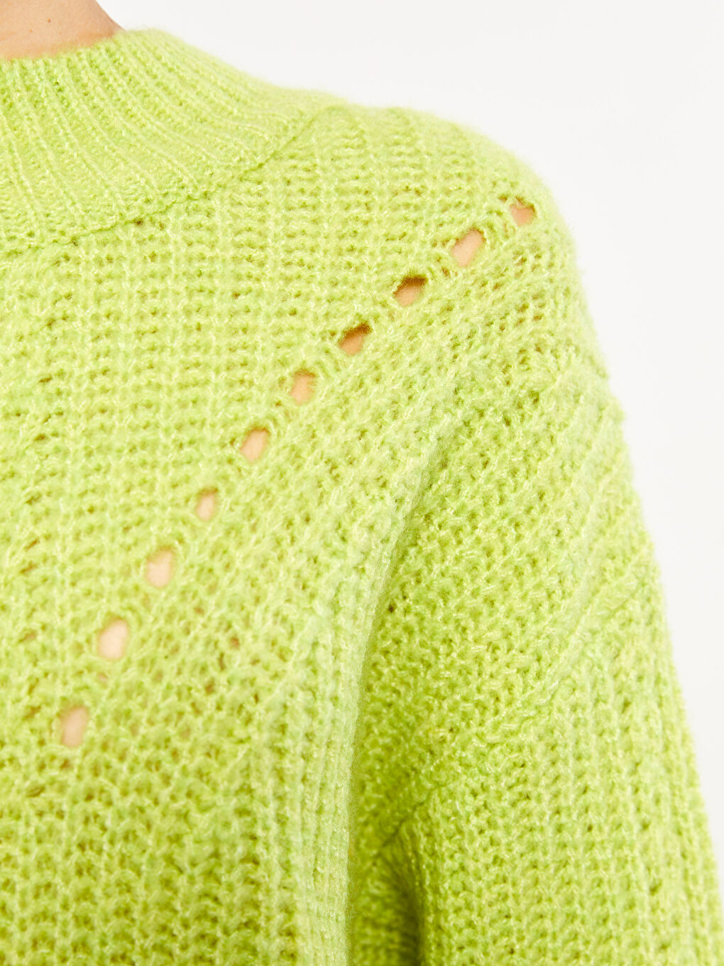 Pulover Tricotat cu Model, Guler Tip Pâlnie pentru Femei-13