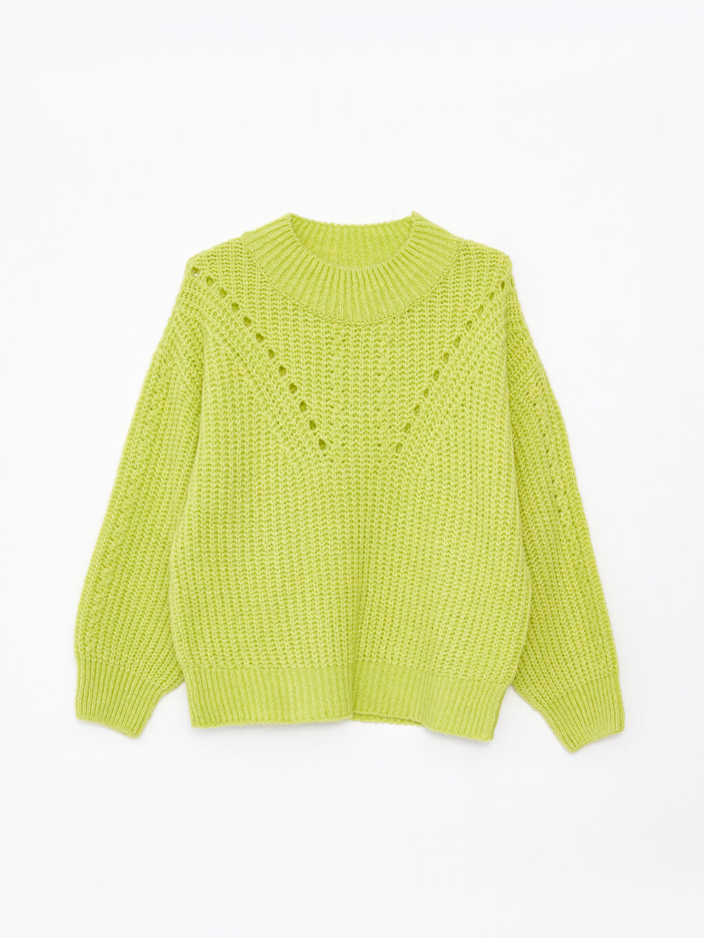 Pulover Tricotat cu Model, Guler Tip Pâlnie pentru Femei-19