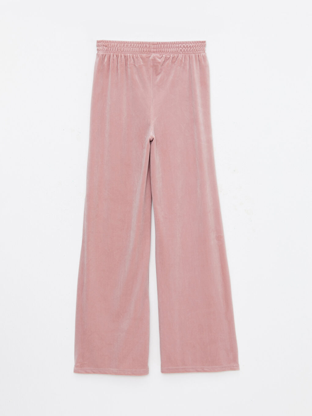 Pembe Beli Lastikli Düz Kadife Kadın Eşofman Altı-6