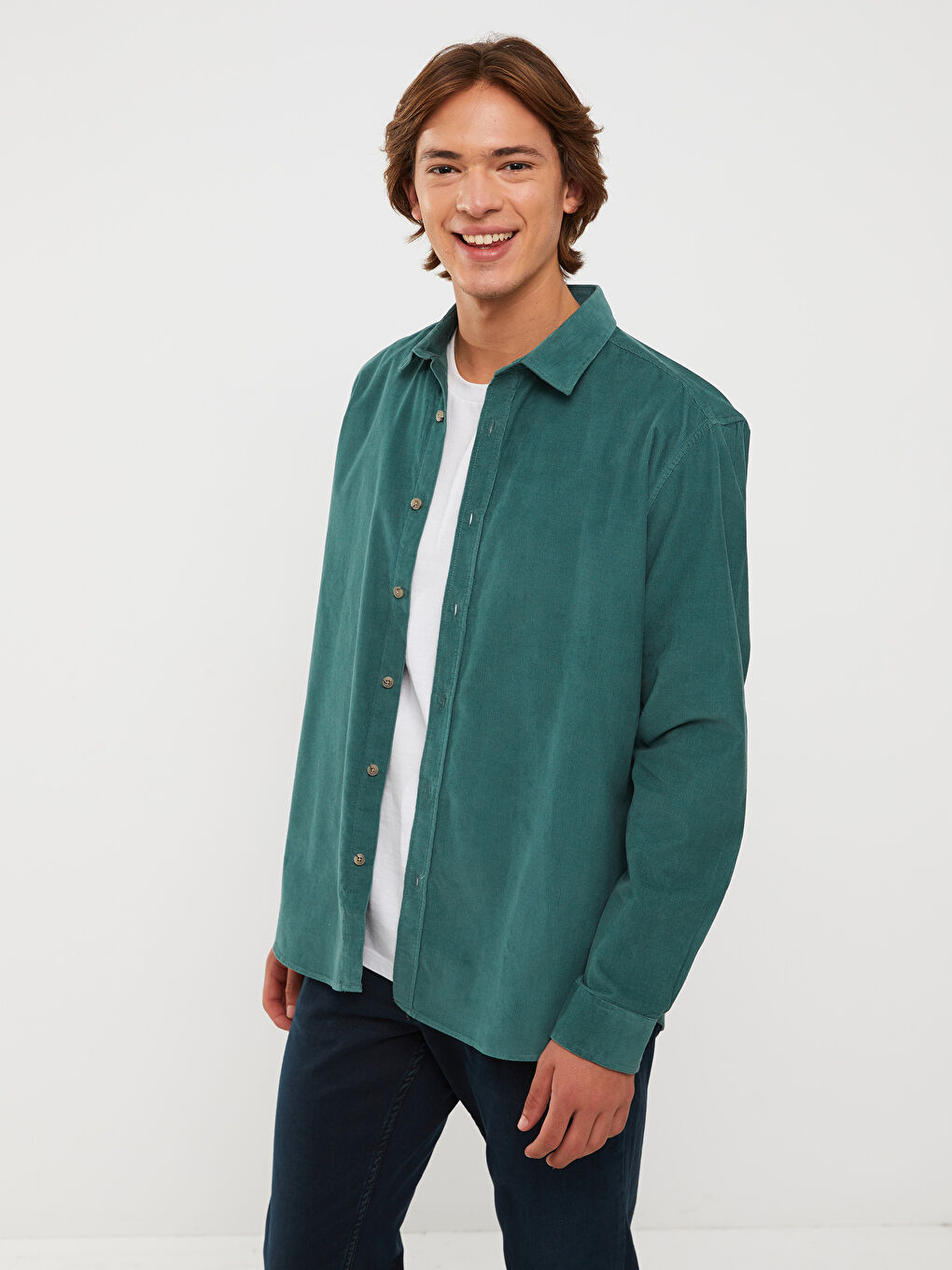 Turkuaz Regular Fit Uzun Kollu Kadife Erkek Gömlek Ceket