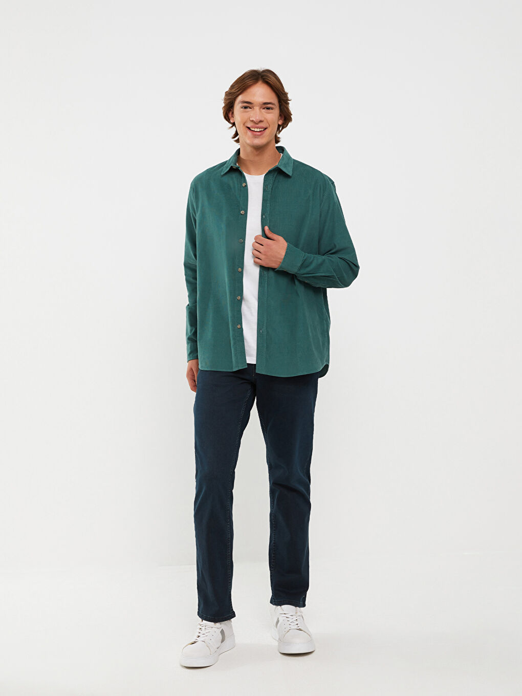 Turkuaz Regular Fit Uzun Kollu Kadife Erkek Gömlek Ceket-2