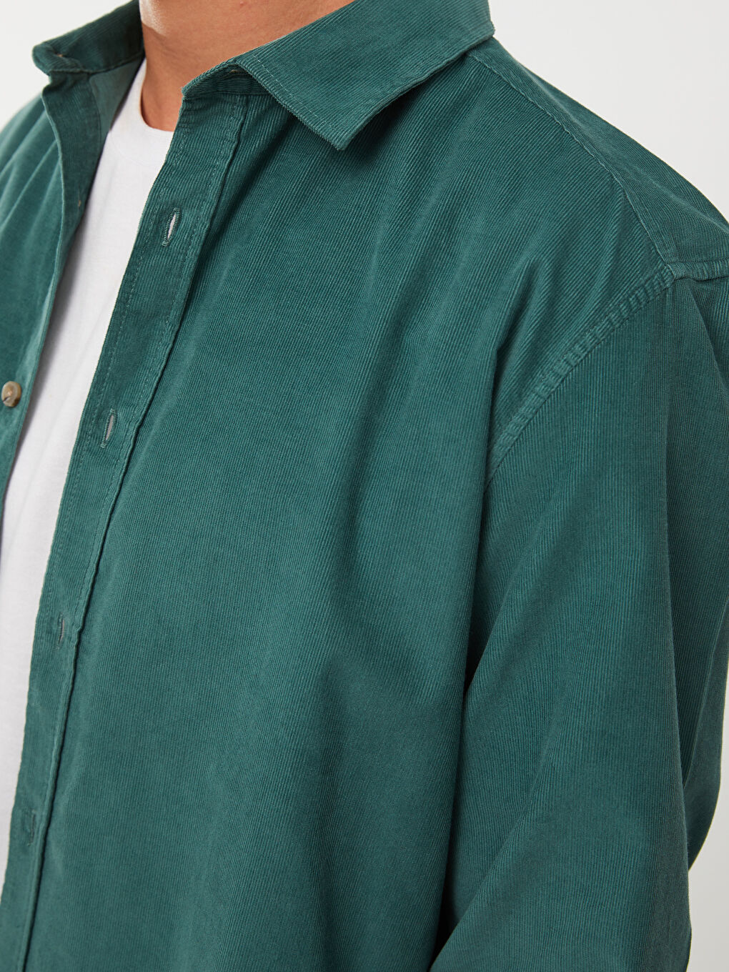 Turkuaz Regular Fit Uzun Kollu Kadife Erkek Gömlek Ceket-3