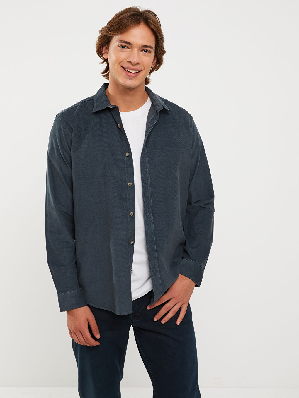 Turkuaz Regular Fit Uzun Kollu Kadife Erkek Gömlek Ceket