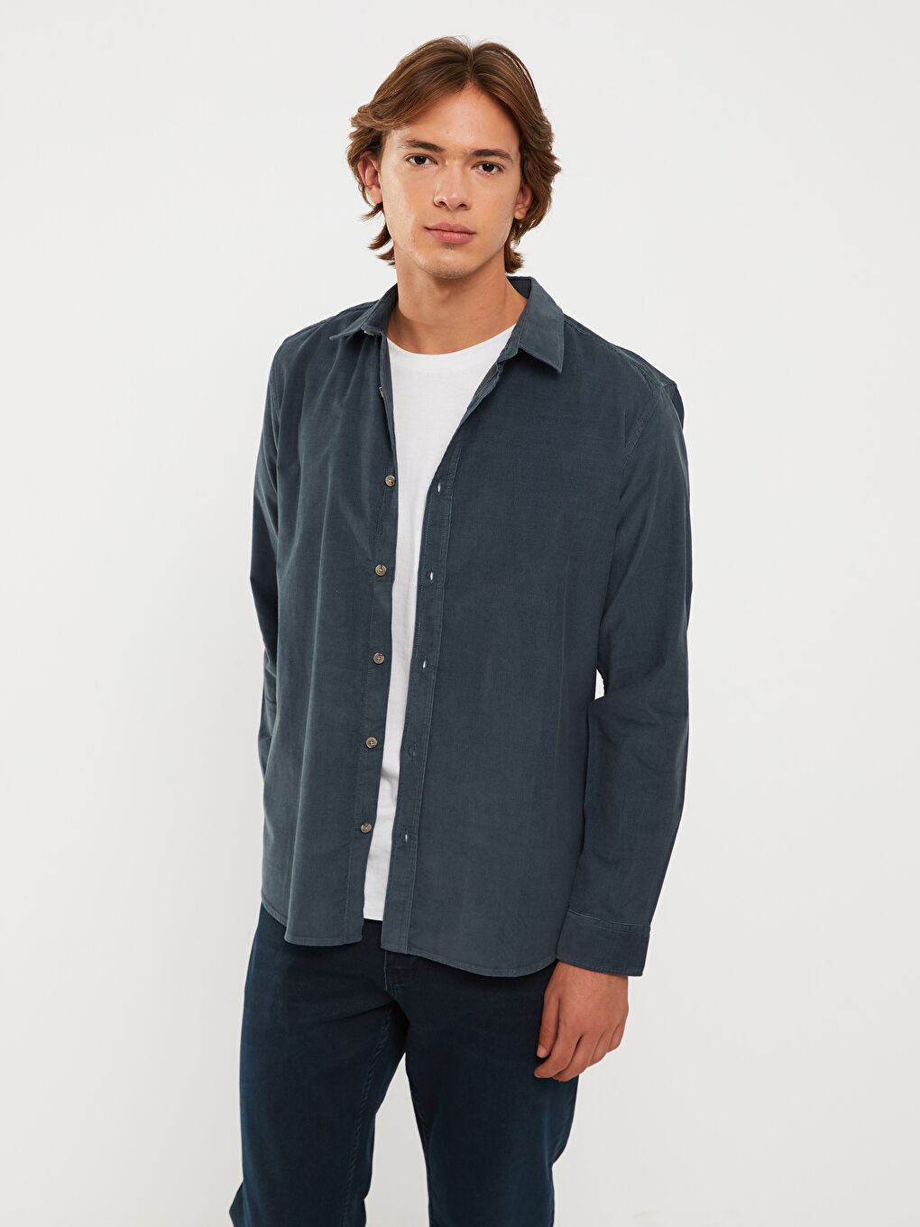 Turkuaz Regular Fit Uzun Kollu Kadife Erkek Gömlek Ceket-1