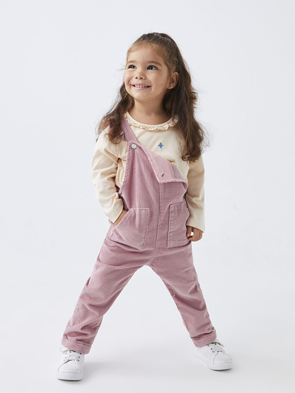 LCW baby Crew Neck Long Sleeve Embroidery Detailed Organic Cotton Baby Girl T-Shirt -W2H940Z1-SVT