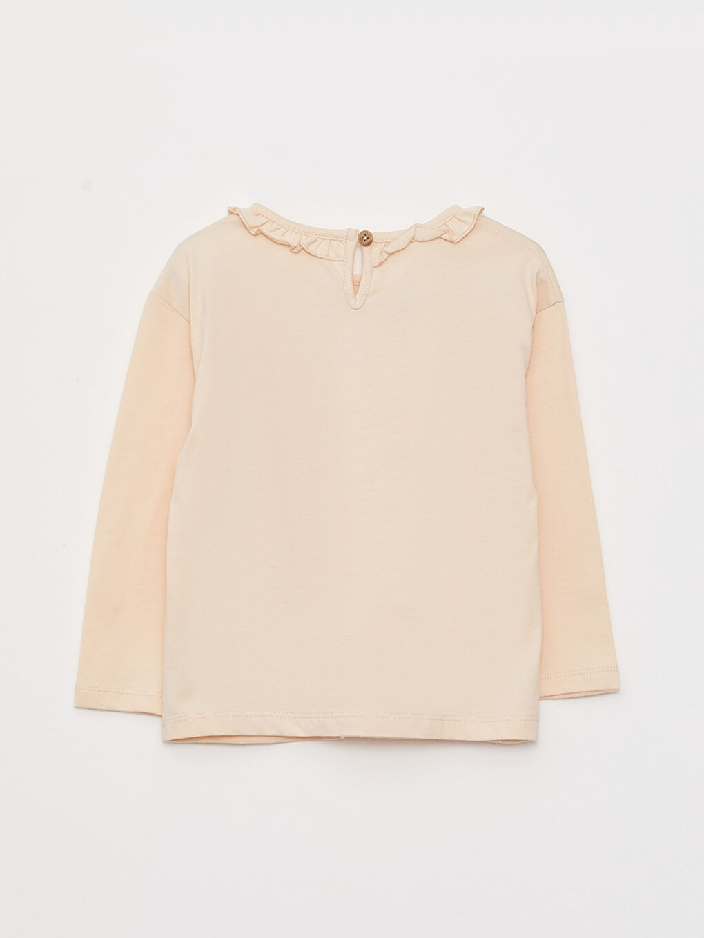 LCW baby Crew Neck Long Sleeve Embroidery Detailed Organic Cotton Baby Girl T-Shirt -W2H940Z1-SVT