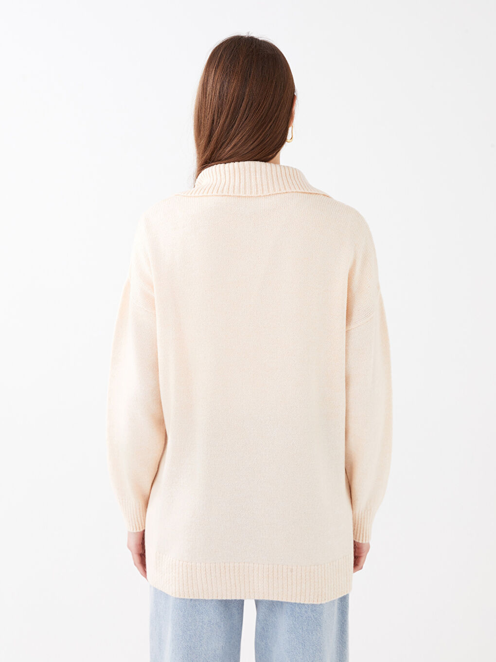 LCW Modest Polo Neck Patterned Long Sleeve Women's Knitwear Tunic. -W2H946Z8-SDG