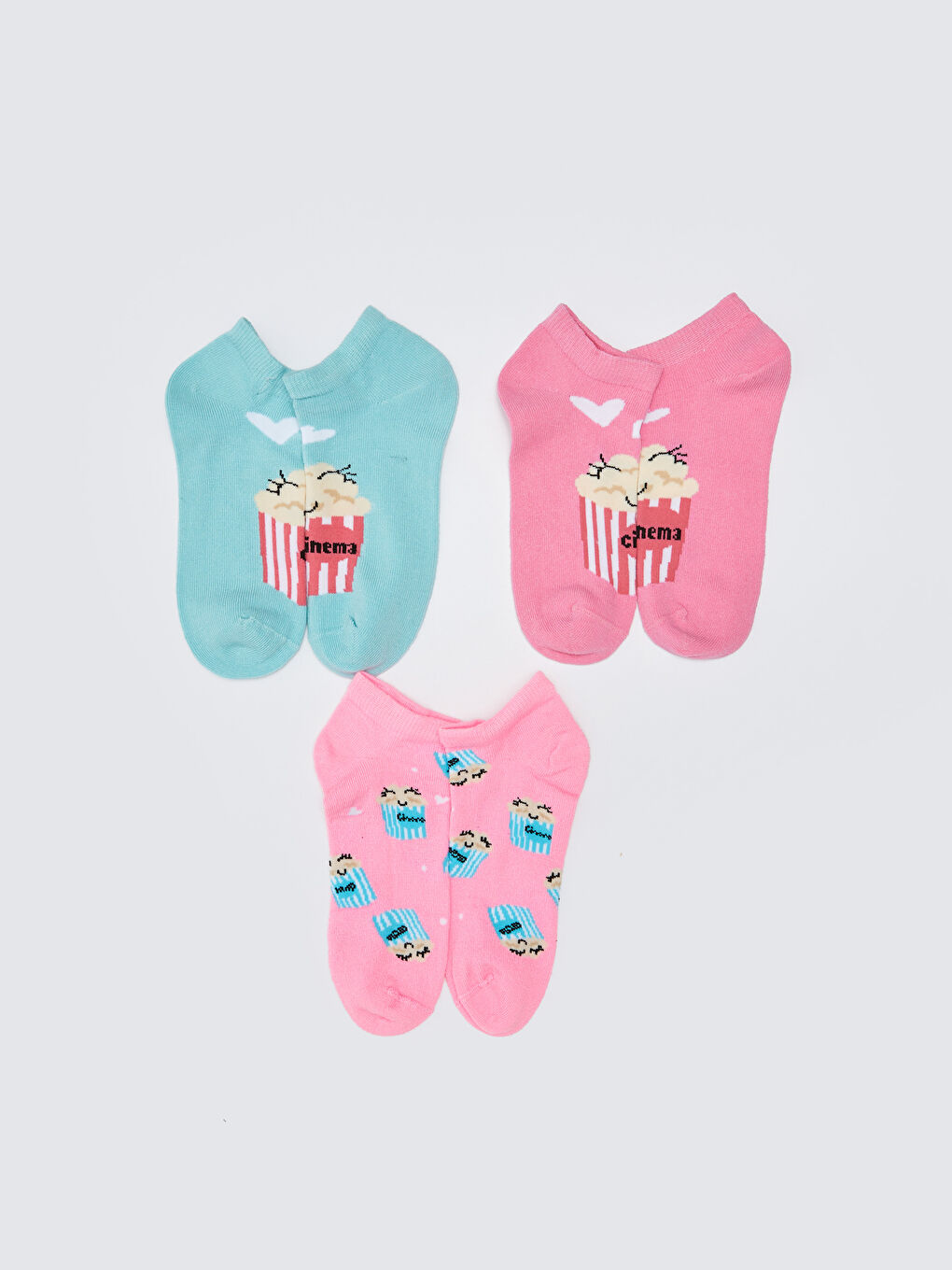 Pembe Desenli Kız Çocuk Patik Çorap 5'li-1