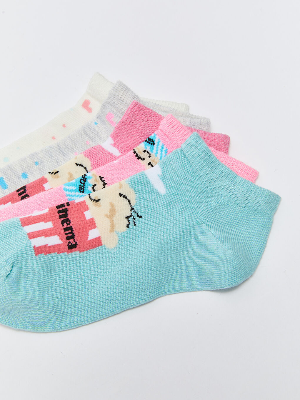 Pembe Desenli Kız Çocuk Patik Çorap 5'li-2