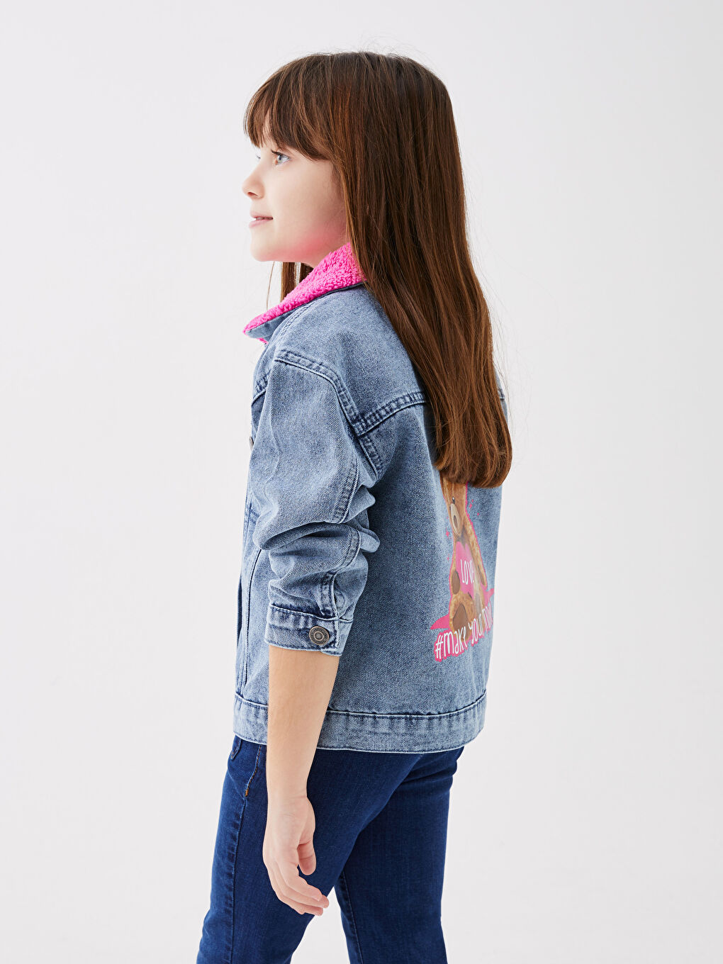 Printed Long Sleeve Girl Jean Jacket