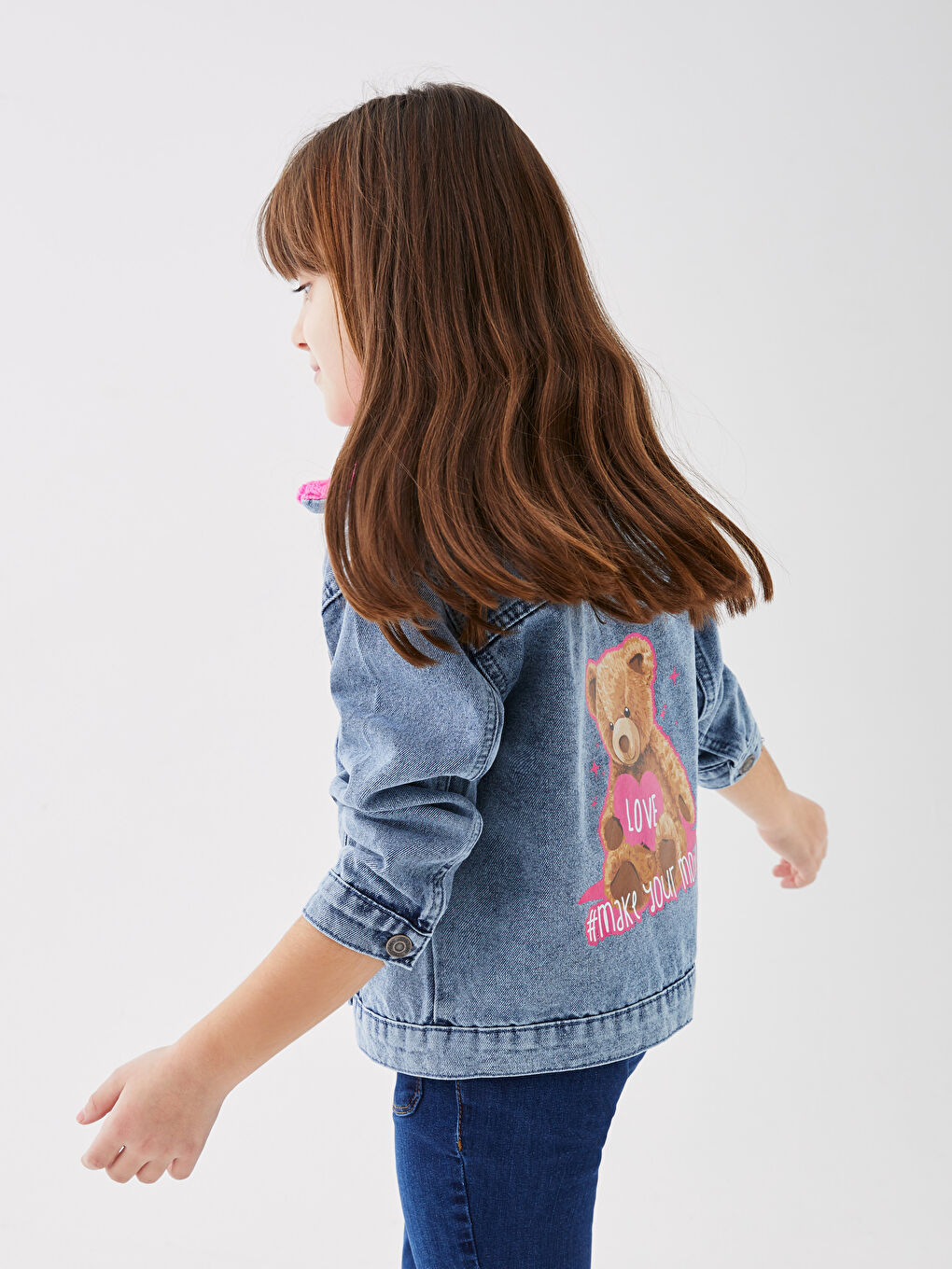 Printed Long Sleeve Girl Jean Jacket-3