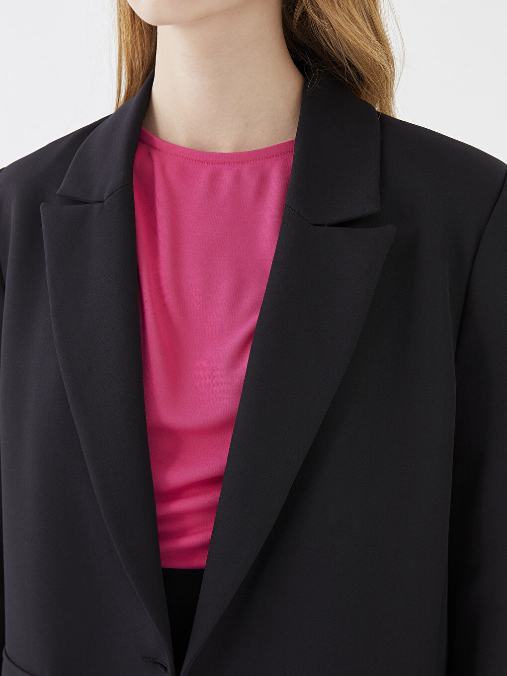 Siyah Düz Uzun Kollu Kadın Blazer Ceket-2