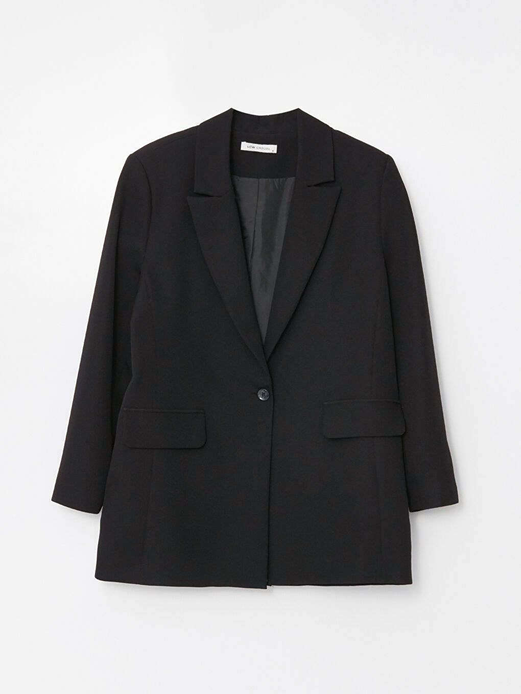 Siyah Düz Uzun Kollu Kadın Blazer Ceket-4