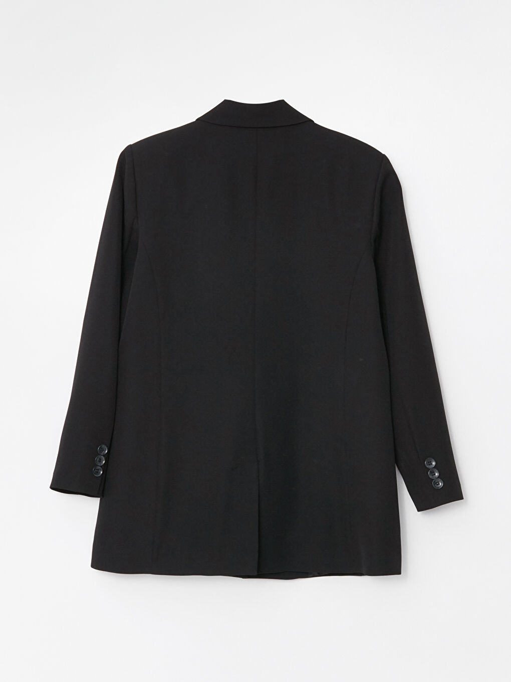 Siyah Düz Uzun Kollu Kadın Blazer Ceket-5
