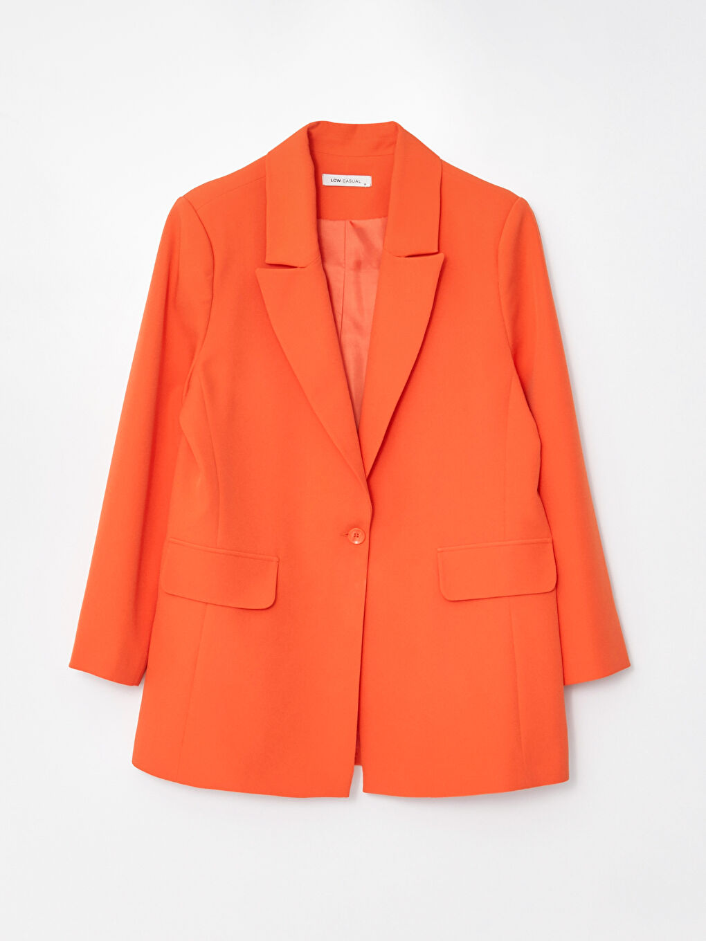 Turuncu Düz Uzun Kollu Kadın Blazer Ceket-5