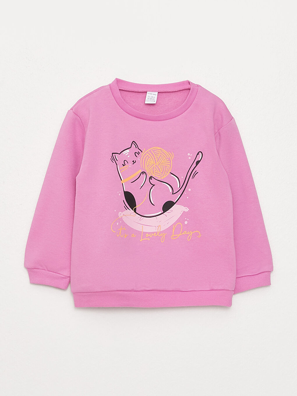 LCW baby Açık Turuncu Bisiklet Yaka Uzun Kollu Baskılı Kız Bebek Sweatshirt 2'li - 4