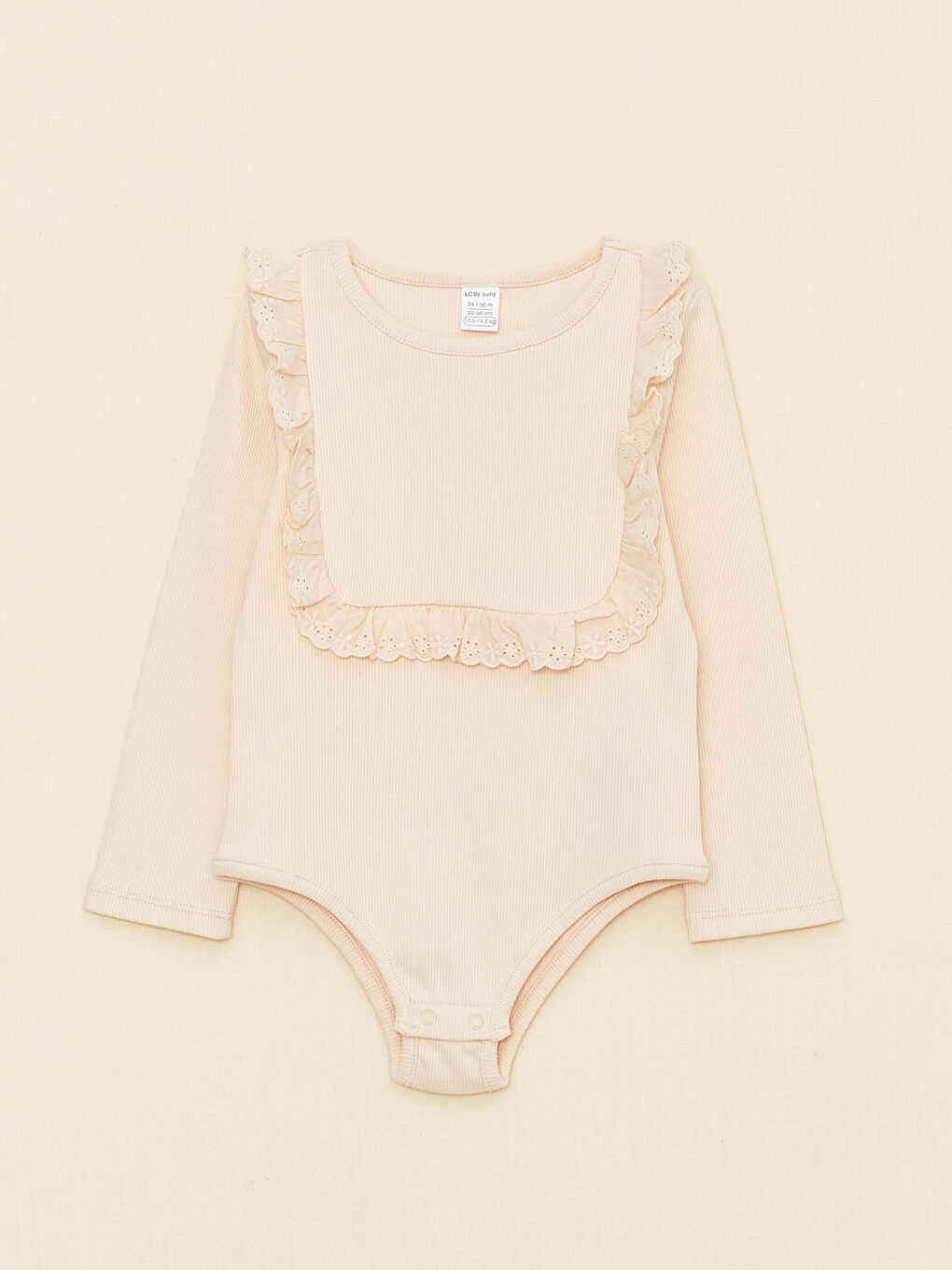 Crew Neck Long Sleeve Basic Baby Girls' Snap Bodysuit-2