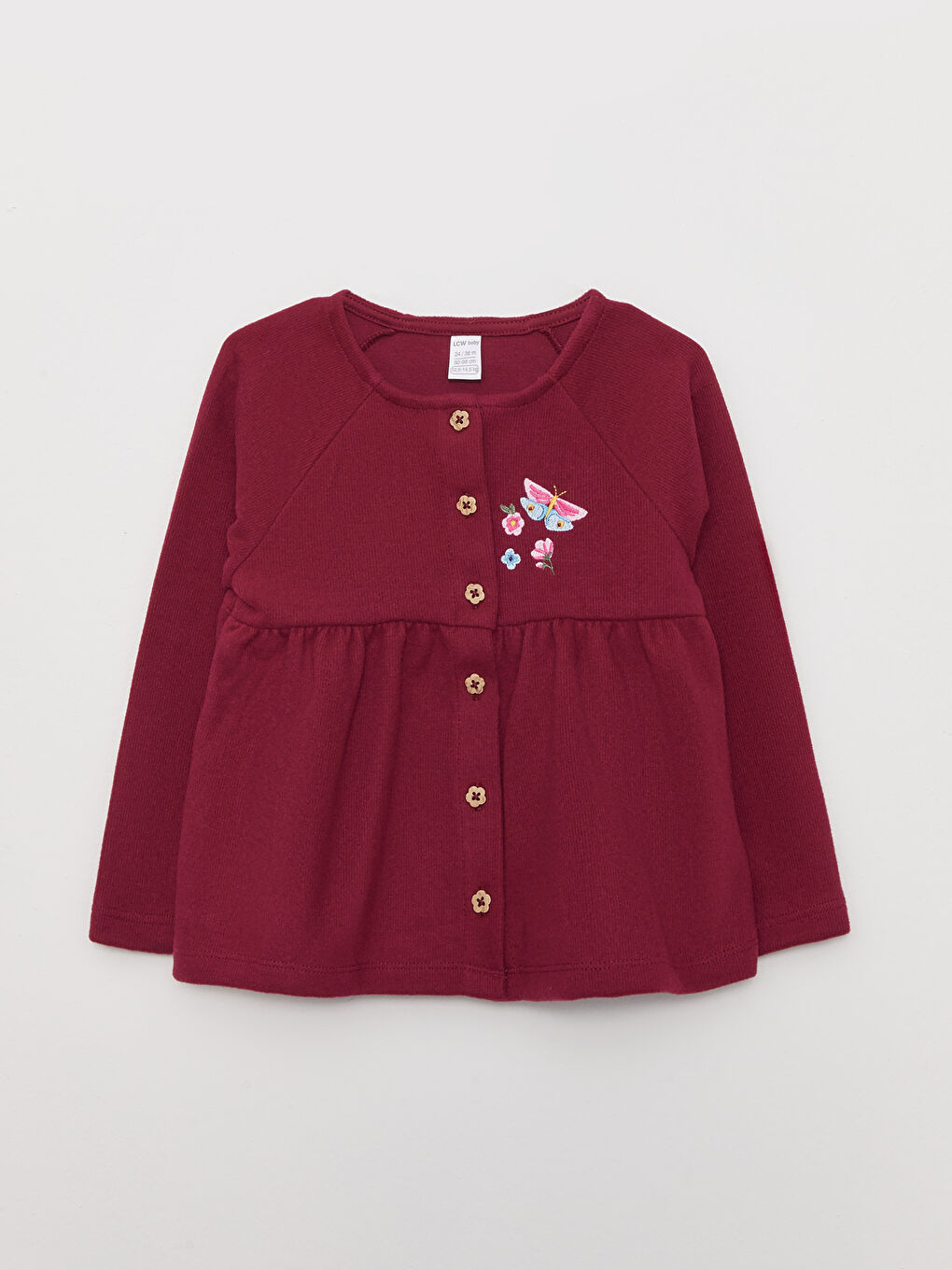 Crew Neck Long Sleeve Embroidery Detailed Baby Girl Cardigan and Trousers 2-Pack Set-1