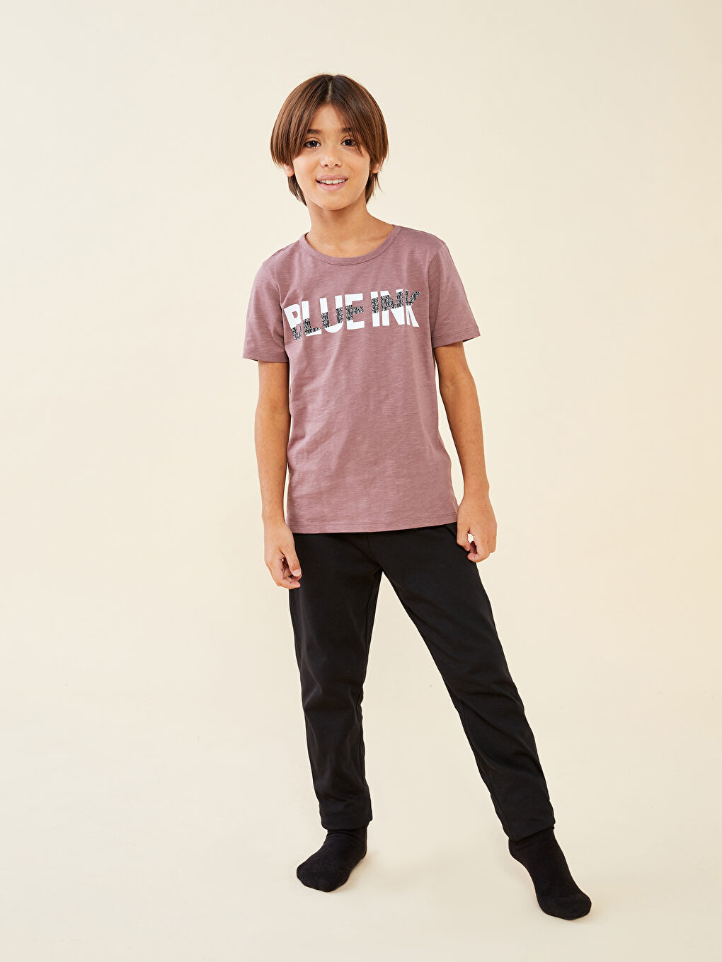 Crew Neck Printed Short Sleeve Boys' Pyjama Set