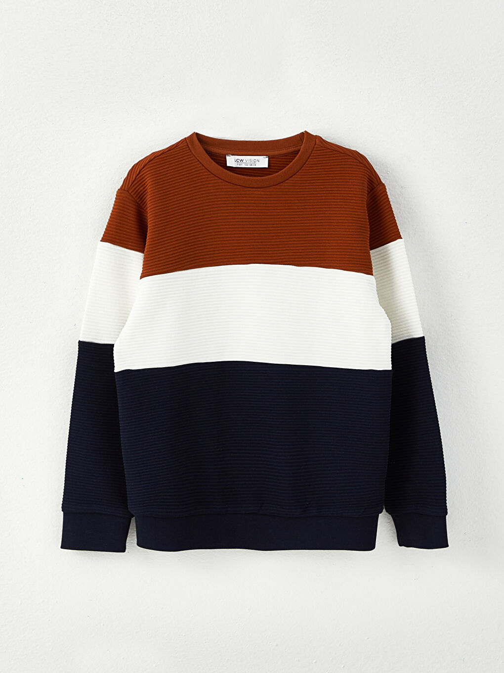 Sweat-shirt Garçon Col Rond Bloc de Couleurs Manches Longues Combinaison Père Fils-2
