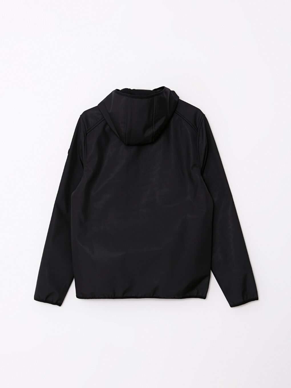 Siyah Standart Kalıp Kapüşonlu Erkek Yağmurluk-7