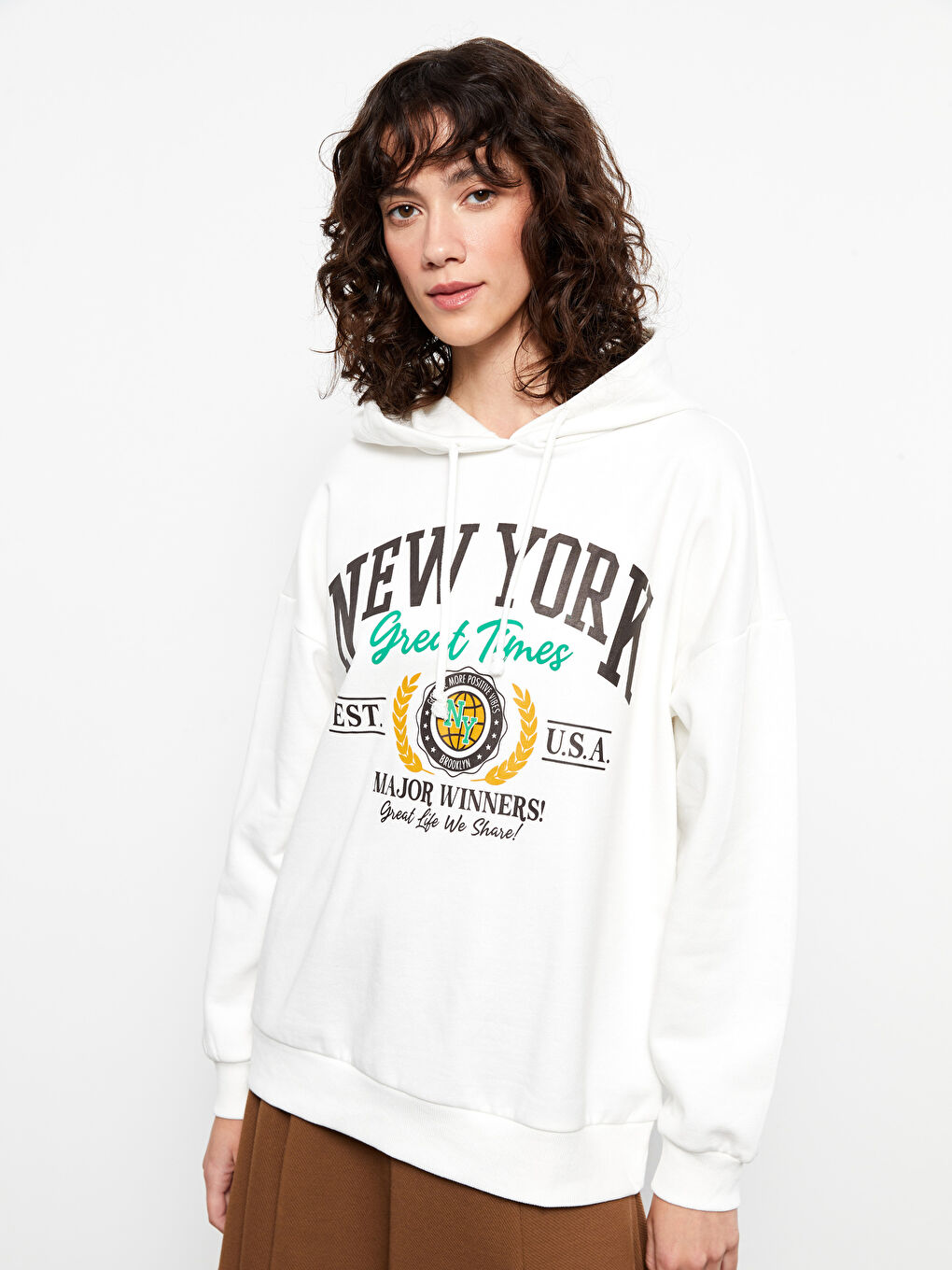 LCW Vision Bedrucktes Dickes Kapuzensweatshirt für Damen -W2HB06Z8-FDU